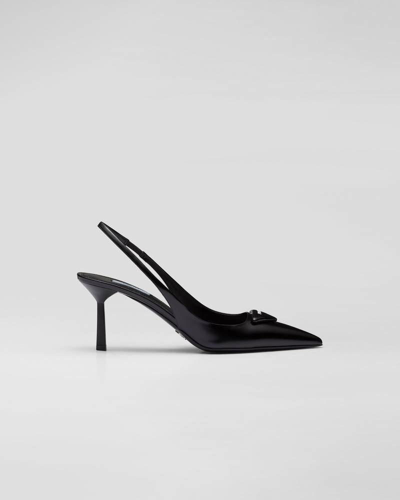 Brushed leather slingback pumps - 1