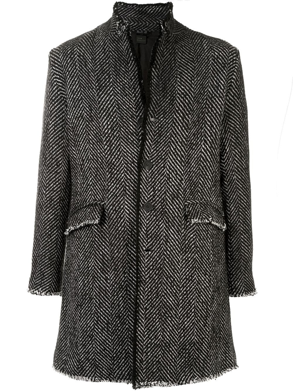 herringbone single-breasted coat - 1