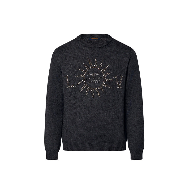 Embellished Long-Sleeved Merino Wool Crewneck 1