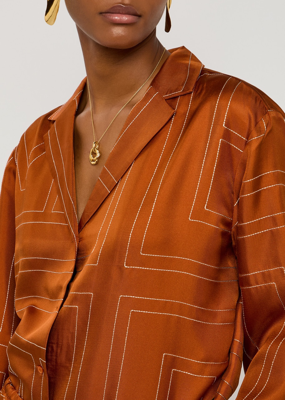 Toteme Logo-embroidered Silk-satin Shirt - 5