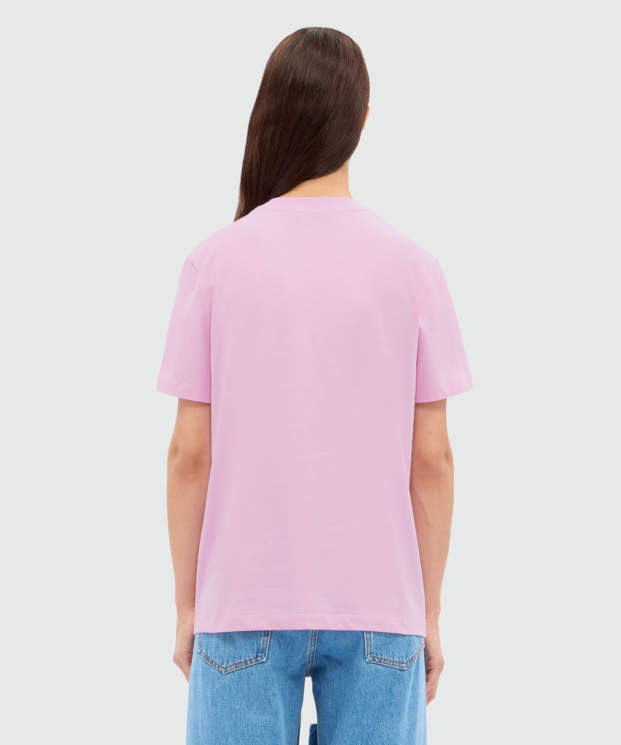 Pink jersey T-shirt with MSGM brushstroke logo - 3
