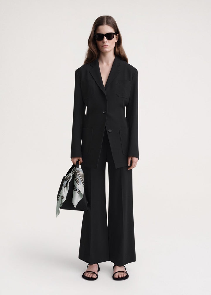 Slim viscose-blend blazer black - 2