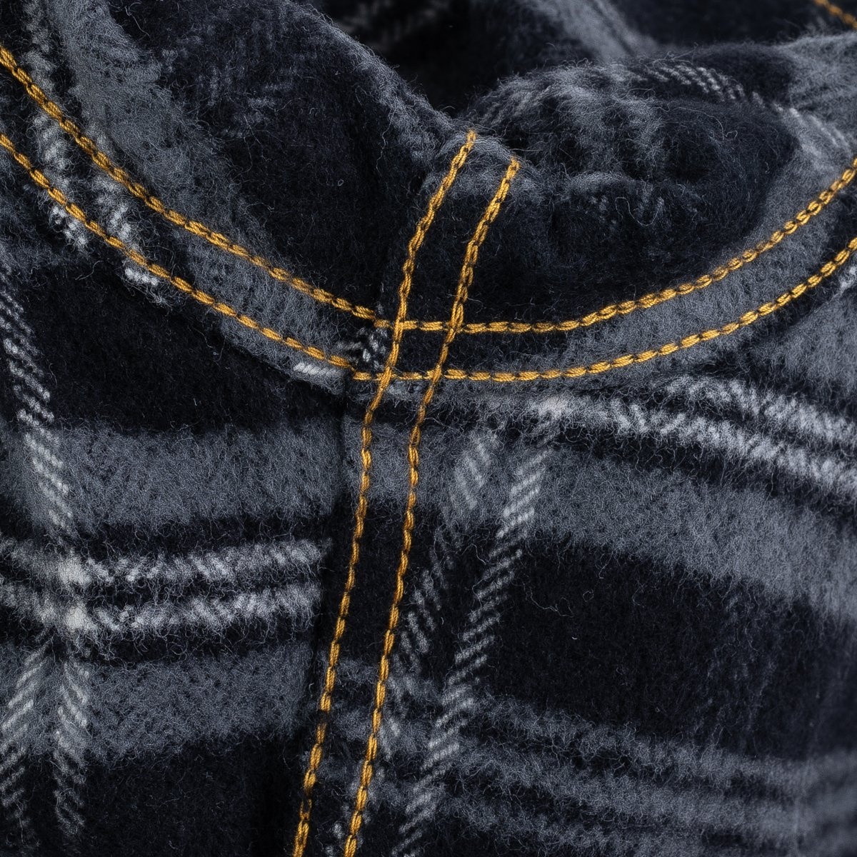 Ultra Heavy Flannel Herringbone Check Work Shirt - Black - 13