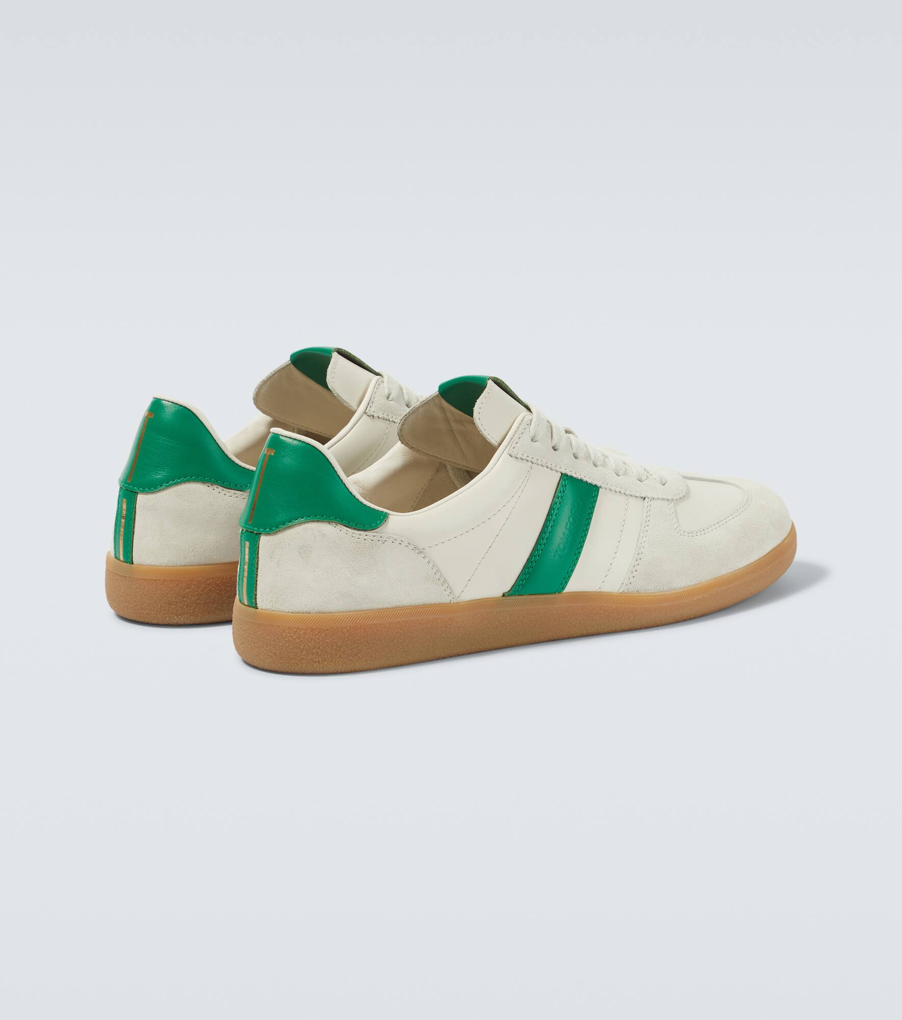 Suede-trimmed leather sneakers - 6