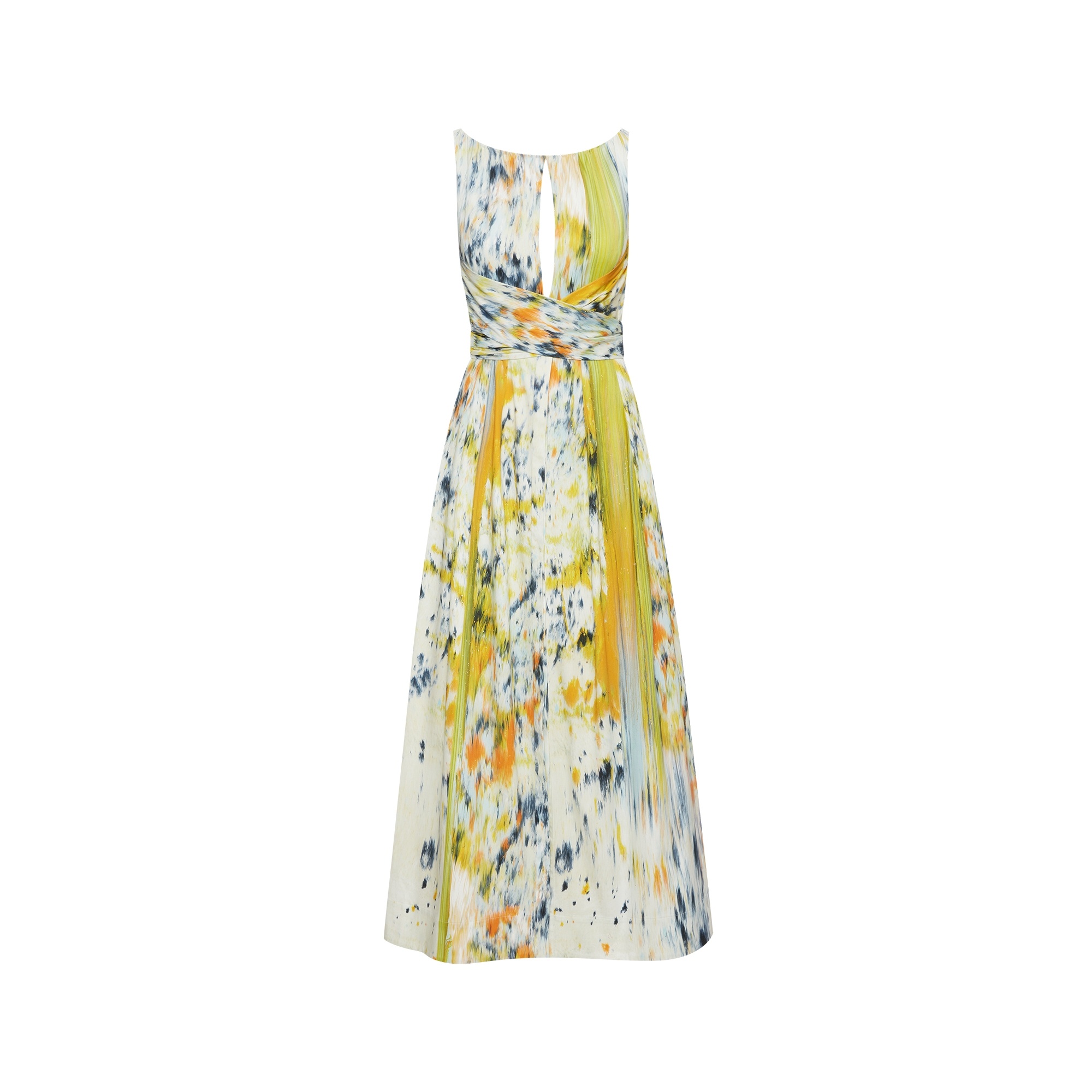 ABSTRACT BRUSHSTROKE COTTON RASO DRESS - 5