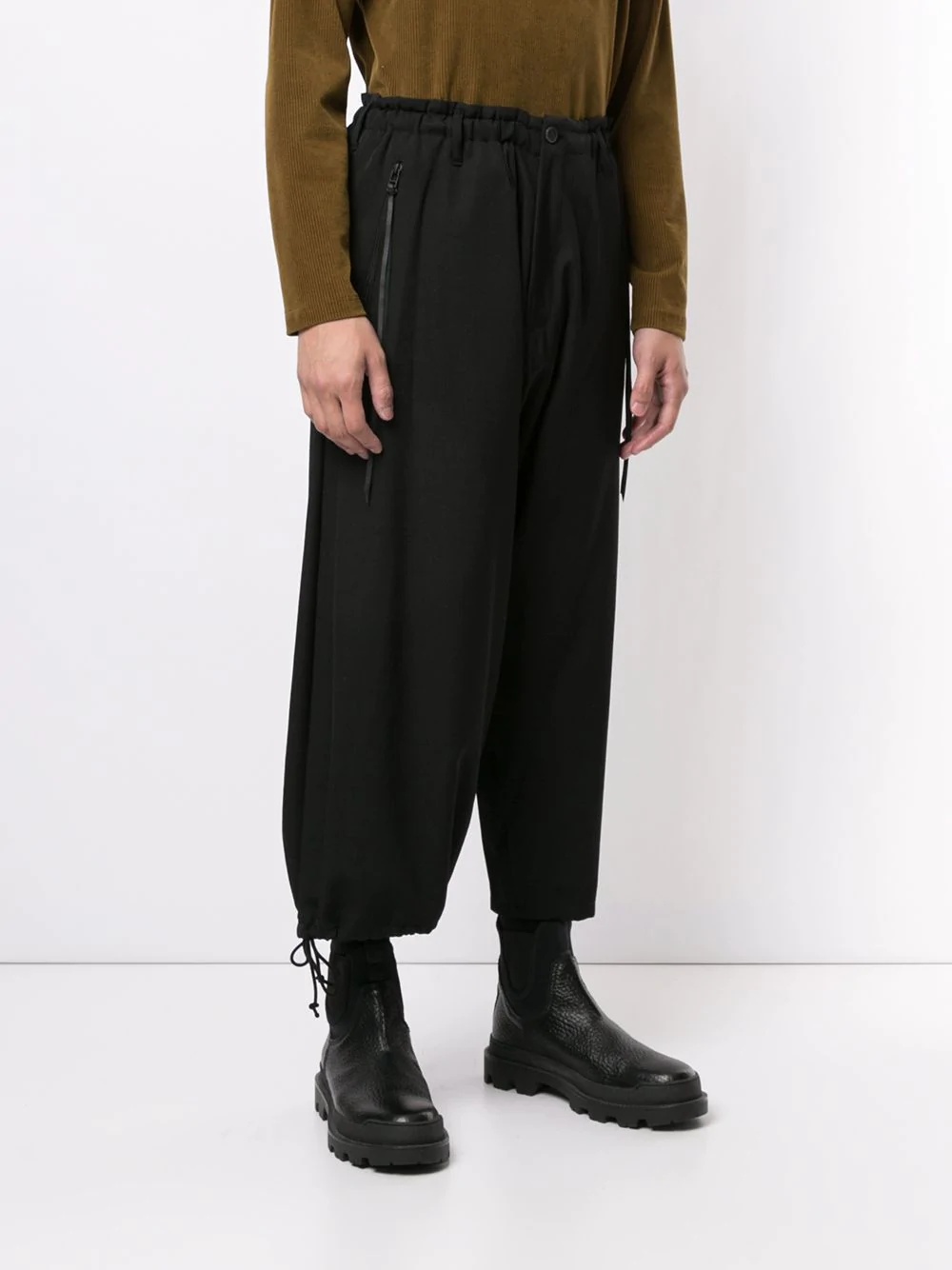 cropped drop-crotch trousers - 4