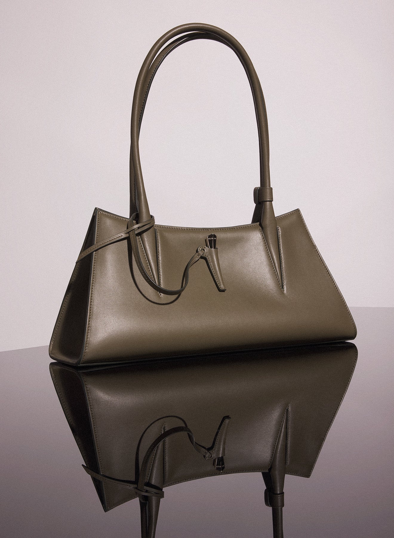 khaki smooth leather fang bag - 3