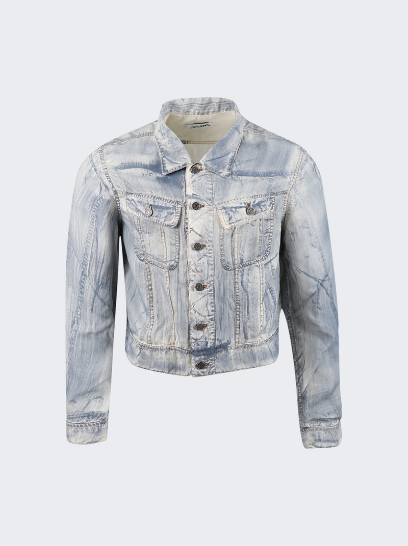 Handpainted Jacket Ecru And Blue 1