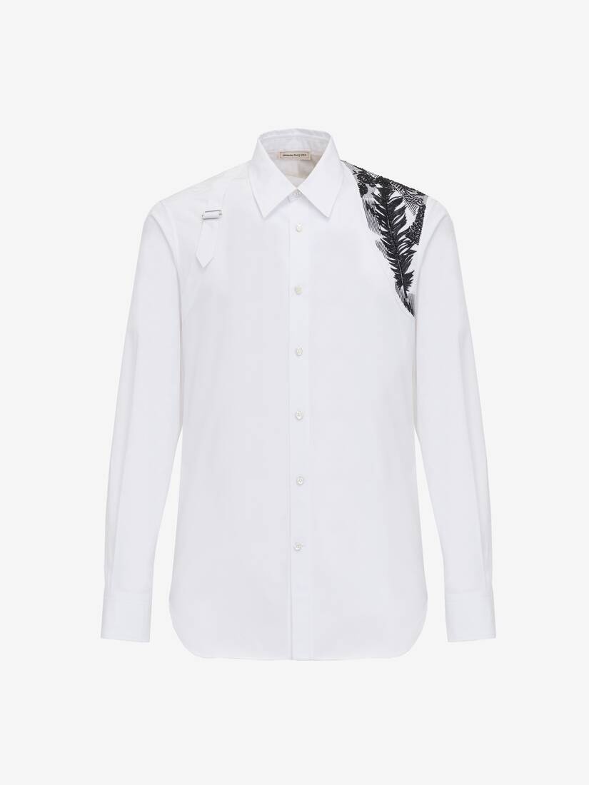 Men's Embroidered Harness Shirt in White - 1