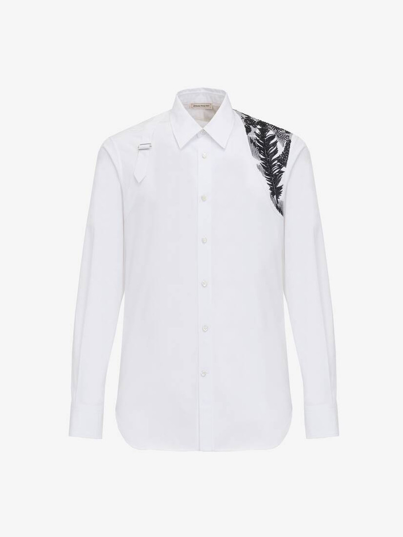 Men's Embroidered Harness Shirt in White 1