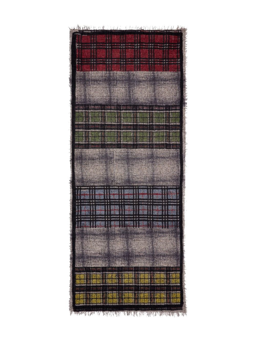 plaid-pattern fringed scarf - 1
