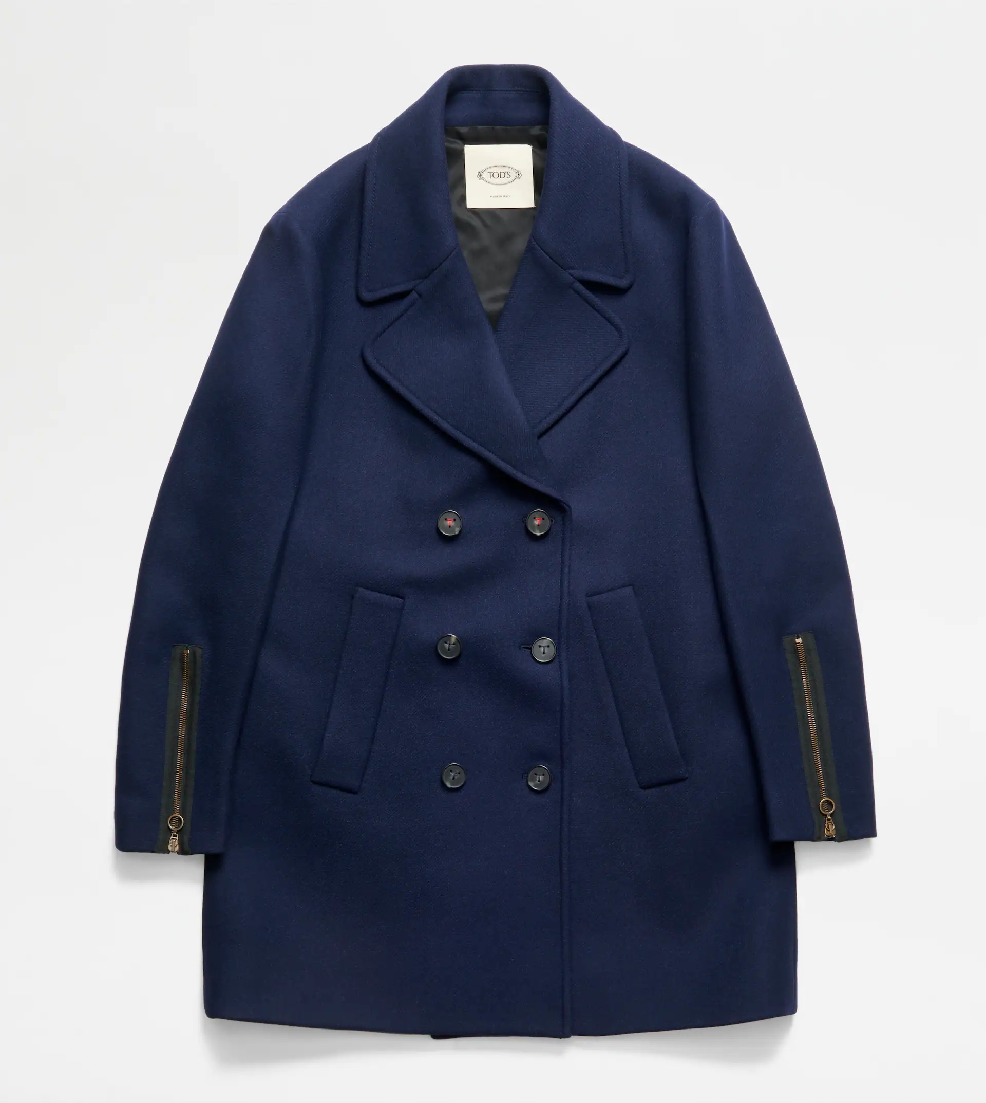 WOOL BLEND PEACOAT - BLUE - 1