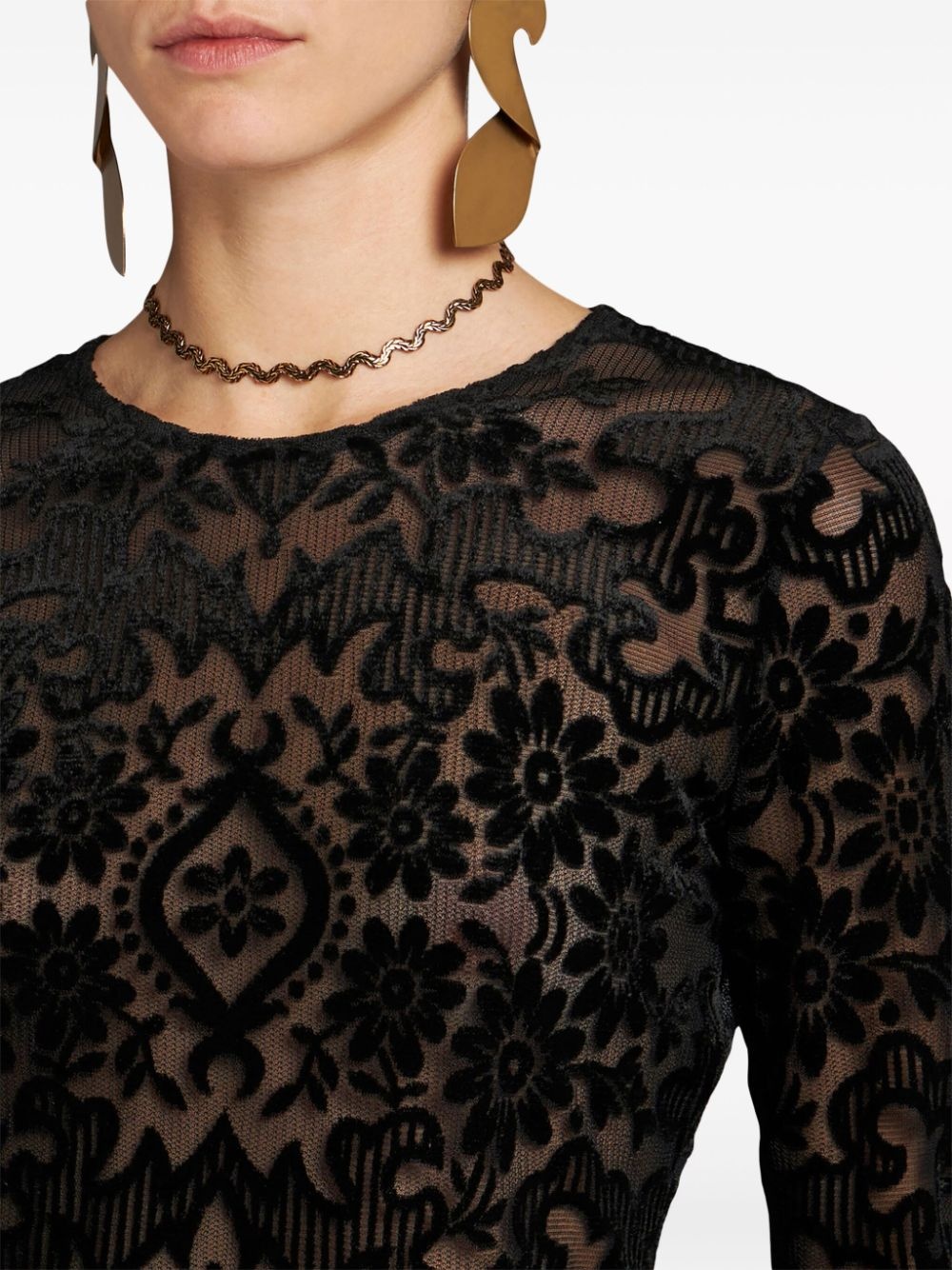 tulle and jacquard velvet top - 5