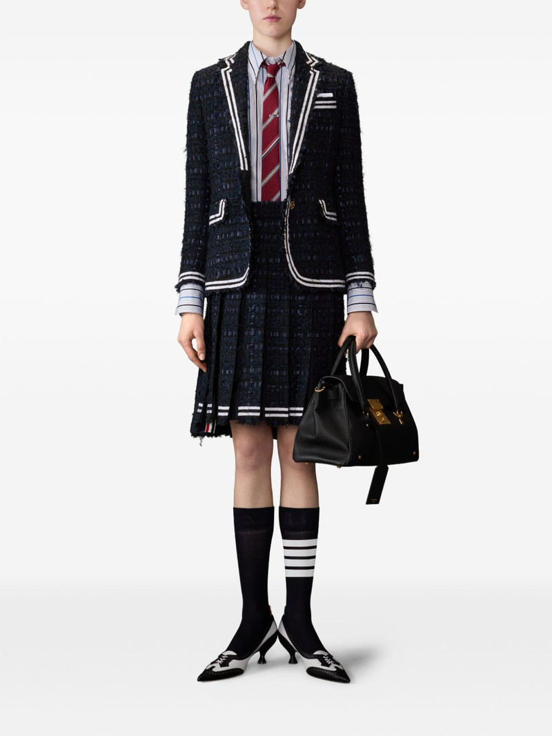 Thom Browne satin ribbon frayed pleated midi skirt outlook