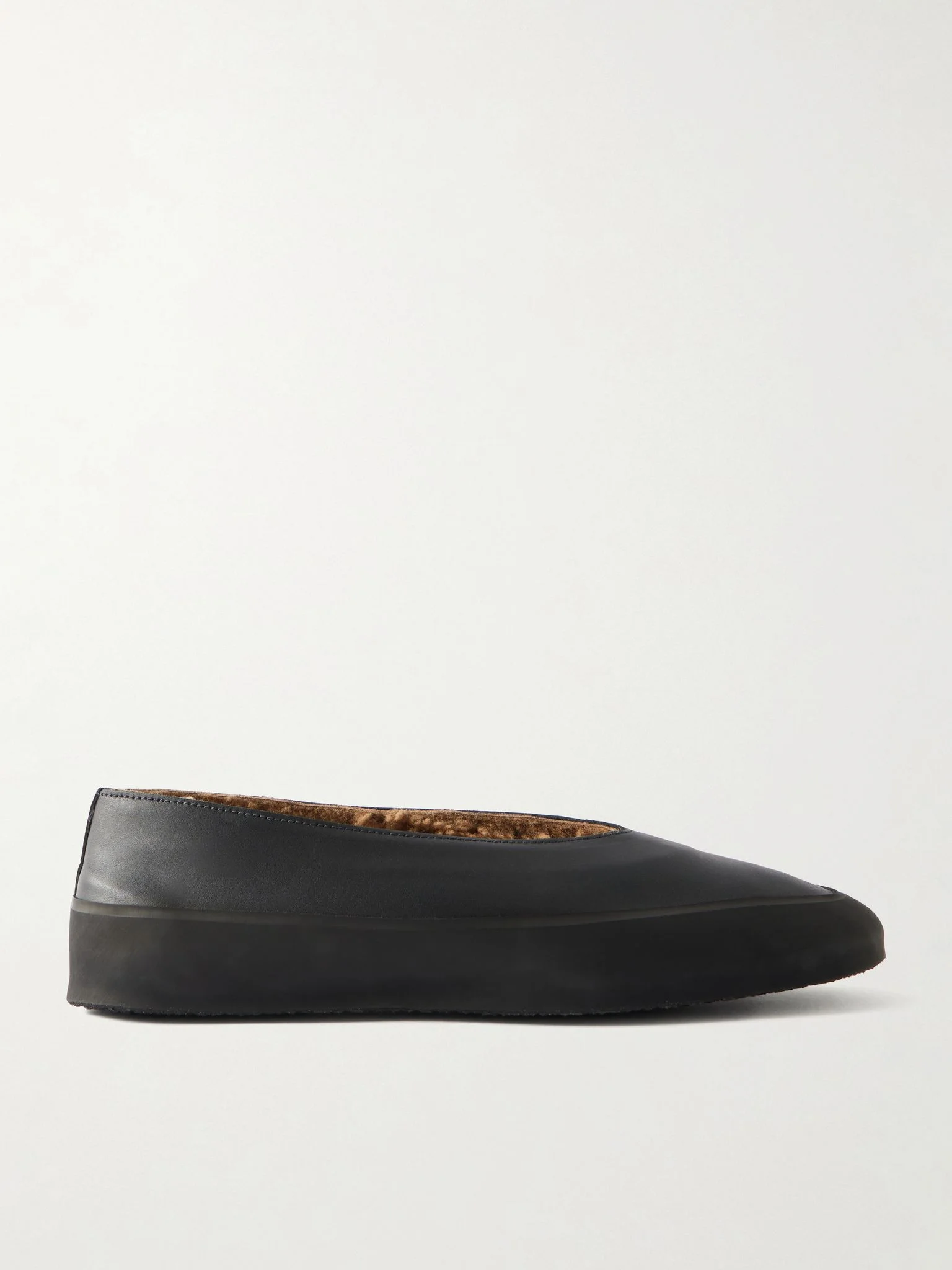 Apres Ski rubber-trimmed leather ballet flats Black - 1
