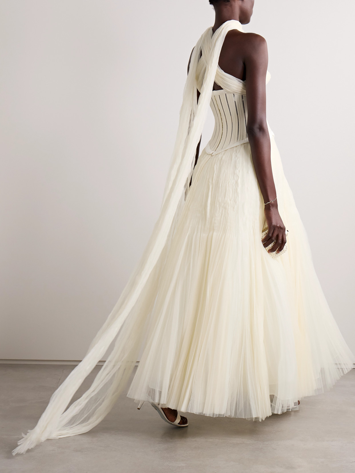 Anika Strapless Plissé Satin-trimmed Twill And Tulle Gown - 3