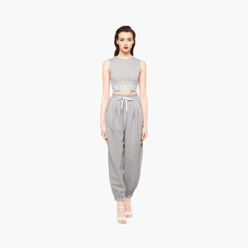 Miu Miu Printed cotton fleece pants outlook