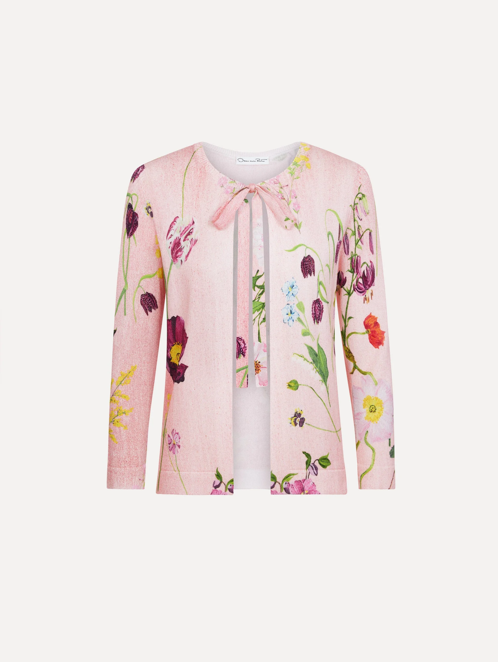 MIXED BOTANICAL TIE-NECK CARDIGAN - 1