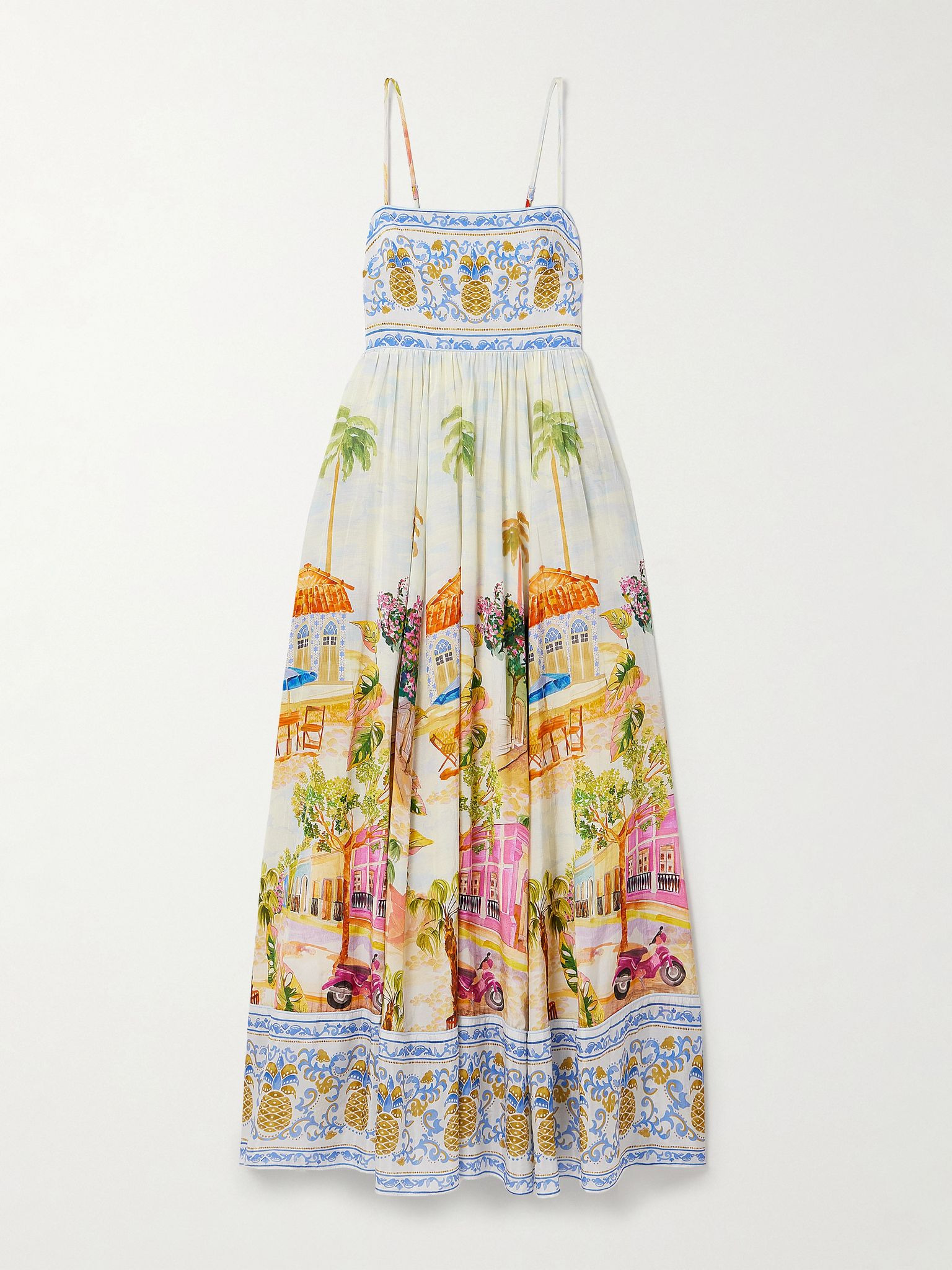 Aracati gathered printed cotton and LENZING™ ECOVERO™-blend voile maxi dress Multi - 1