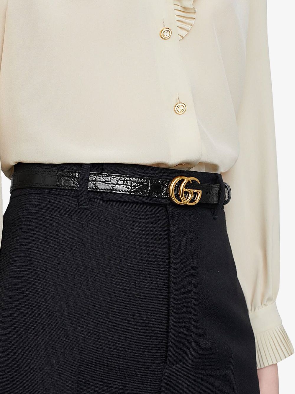 Double G crocodile-effect belt - 3