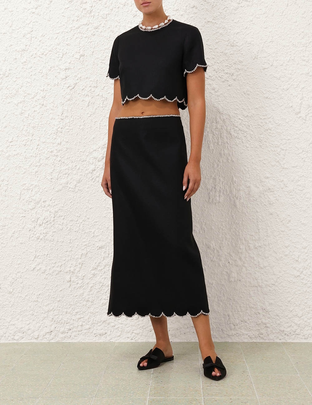 CRUSH SCALLOPED MIDI SKIRT - 2