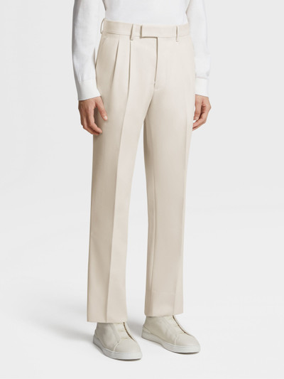 ZEGNA OFF WHITE COTTON AND WOOL DOUBLE PLEAT PANTS outlook