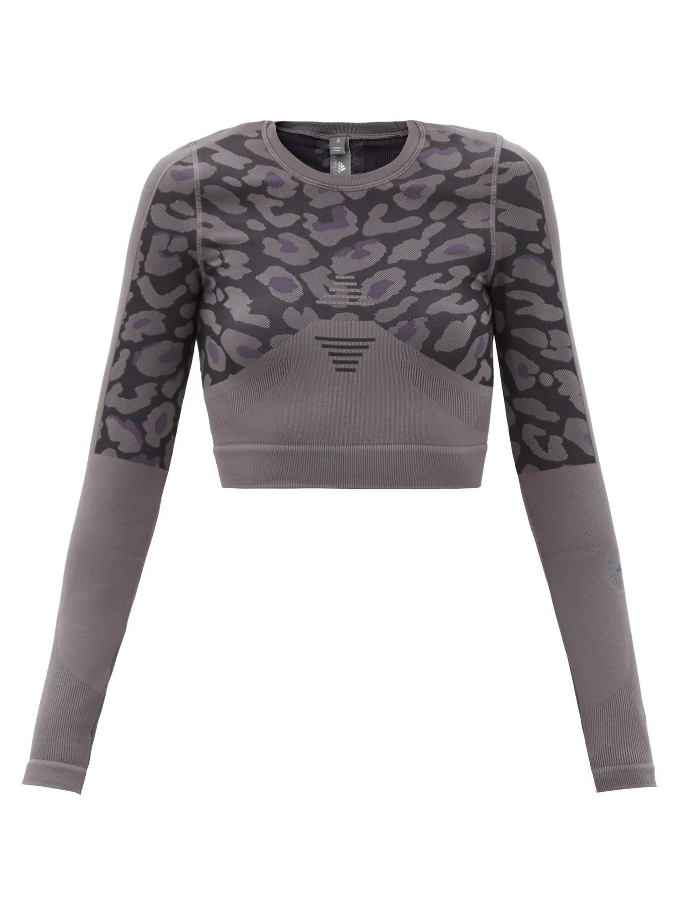 TruePurpose leopard-jacquard tech-knit crop top - 1