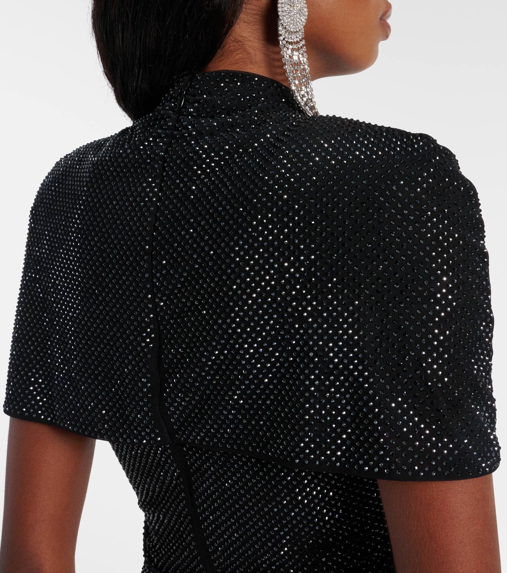 Draped embellished mesh top - 5