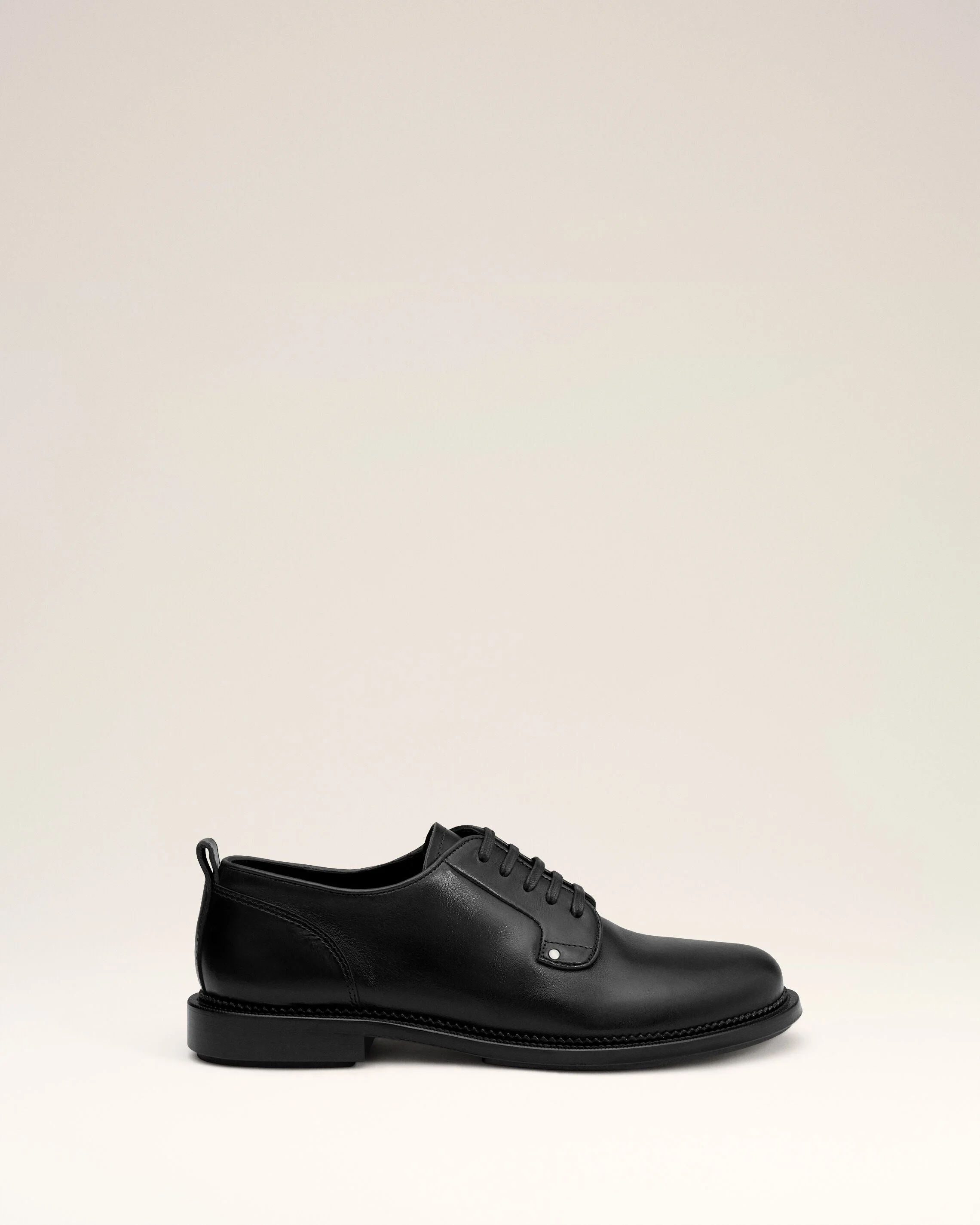 BLACK LEATHER ANATOMICAL TOE DERBIES - 1