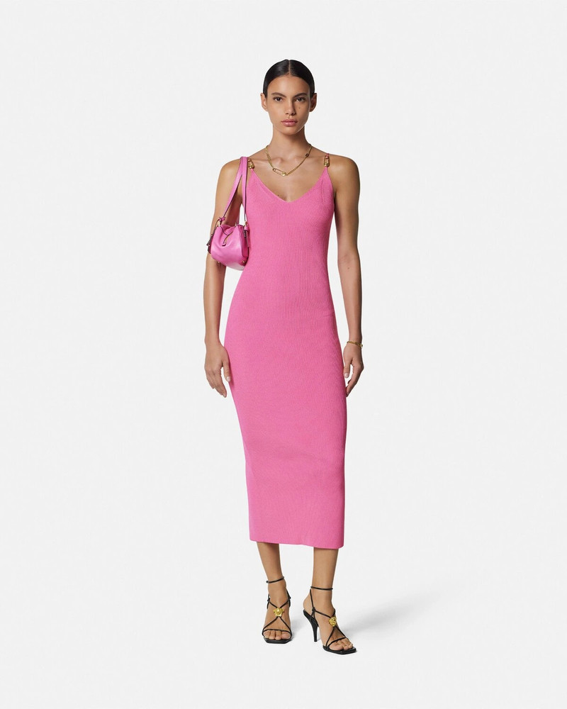 VERSACE Safety Pin Knit Slip Midi Dress outlook
