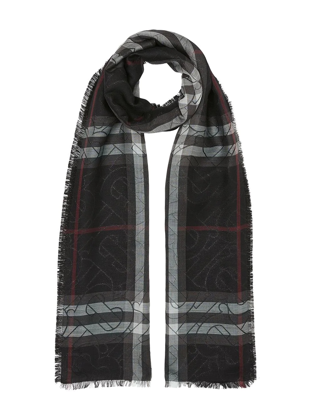 check-print monogram scarf - 5