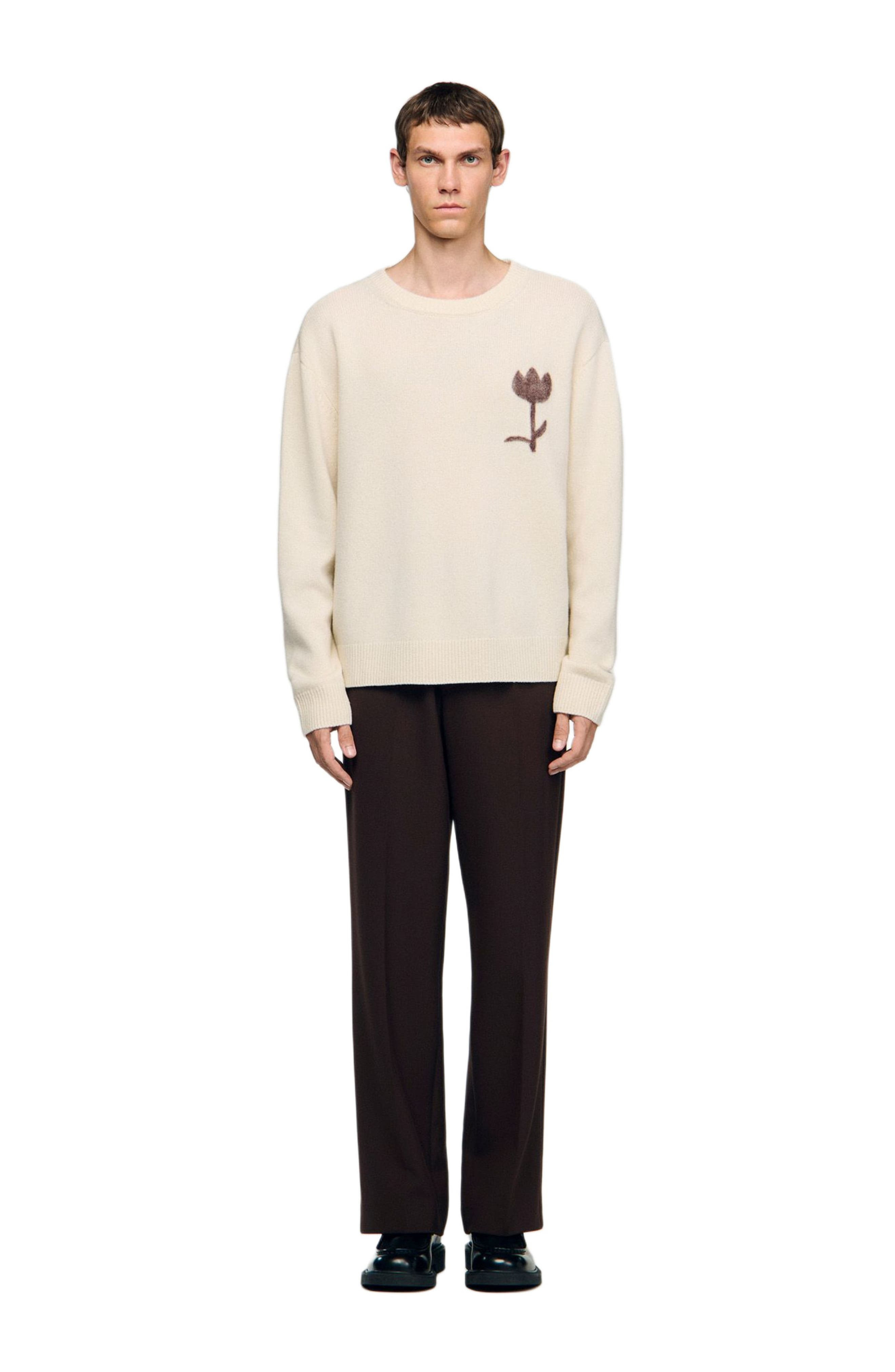 SANDRO Wool sweater with flower detail in Butter Cream at Nordstrom - 3