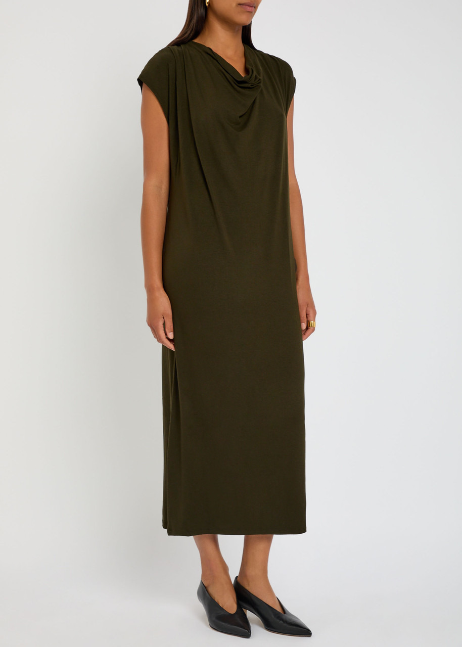 Vince Draped Jersey Midi Dress - 2