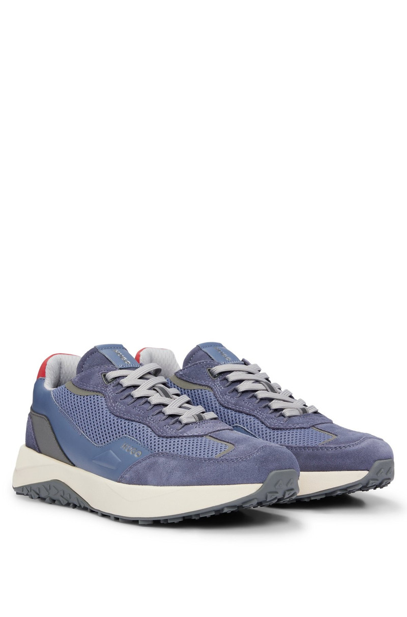 LEATHER LACE-UP TRAINERS WITH MESH TRIMS 2