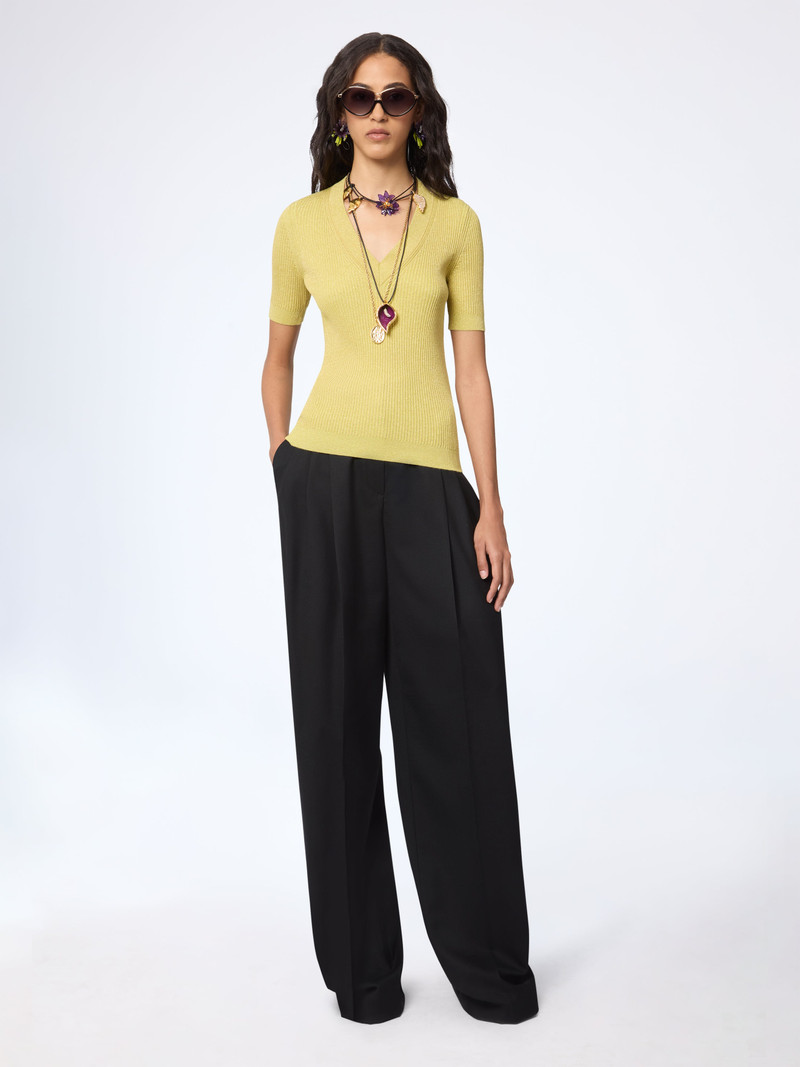 Mustard V-Neck Knit Top 1