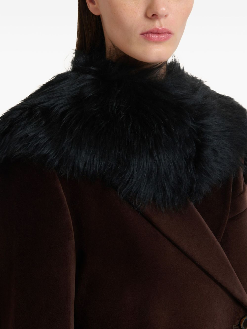 shearling leather-tie collar - 3