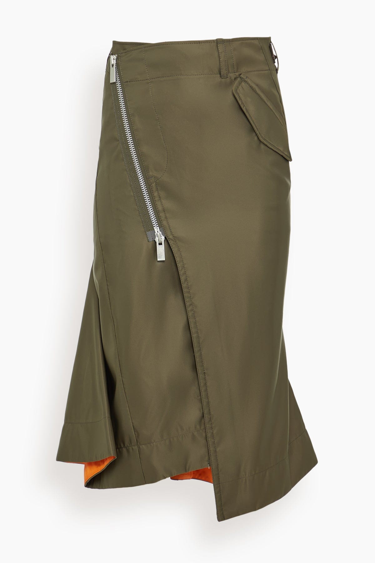 Nylon Twill Skirt in Dark Khaki - 1