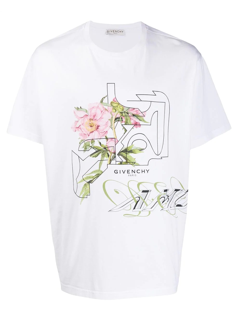 peony printed T-shirt - 1