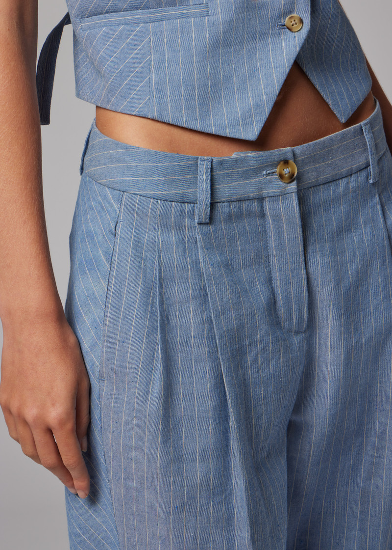 Women's Light Blue Pinstripe Three-Piece Suit 4