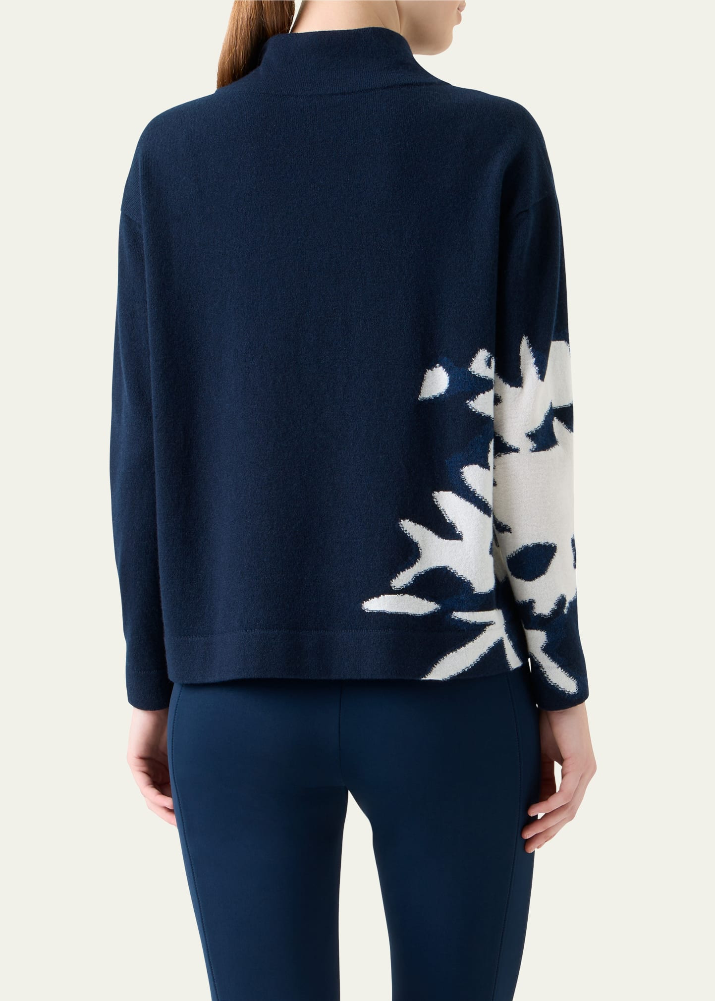 Mock-Neck Wildflower Cashmere Sweater - 3
