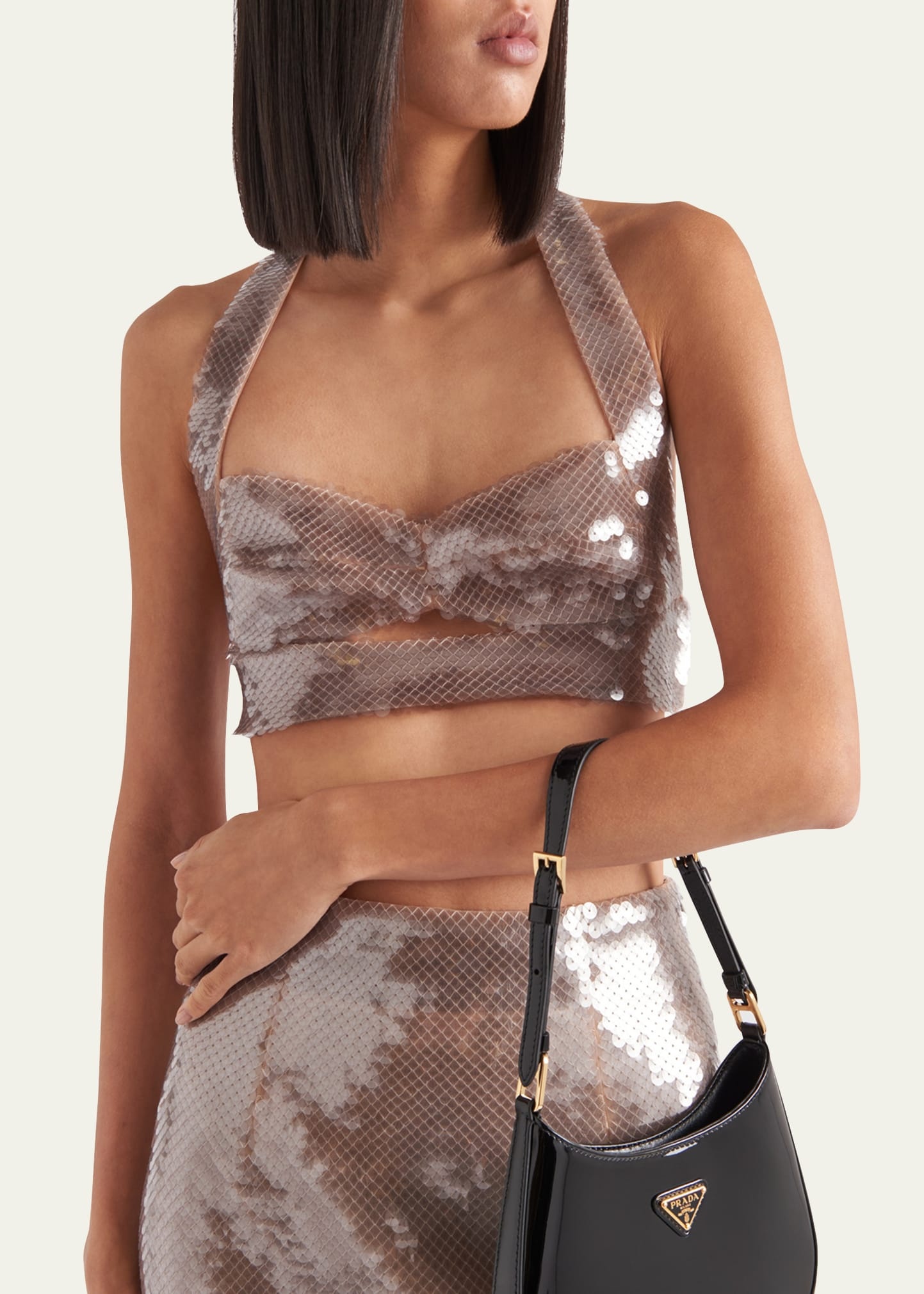 Sequined Tulle Halter Top - 4