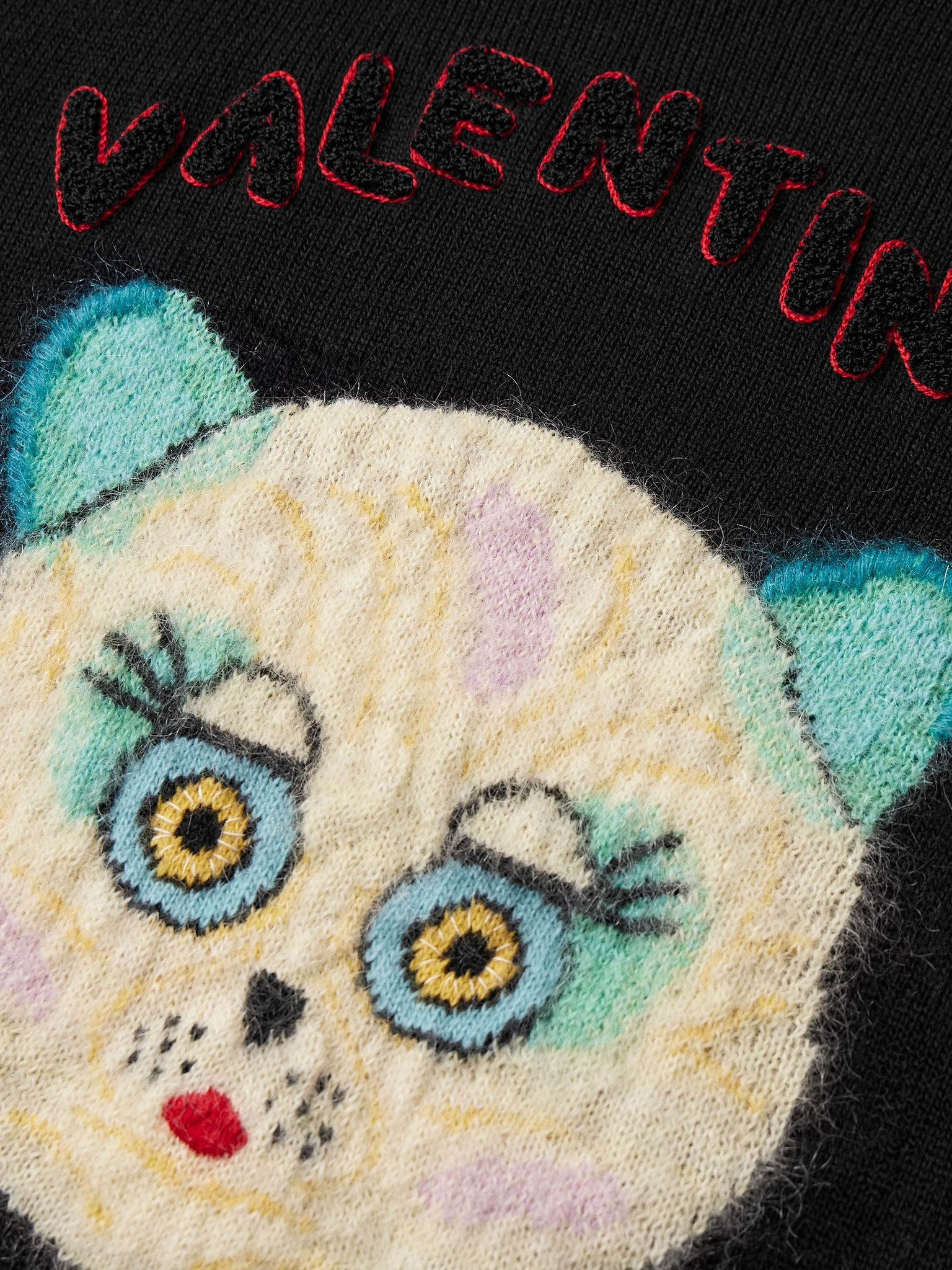 Logo-Appliquéd Intarsia-Knit Cotton and Virgin Wool-Blend Sweater Black - 5