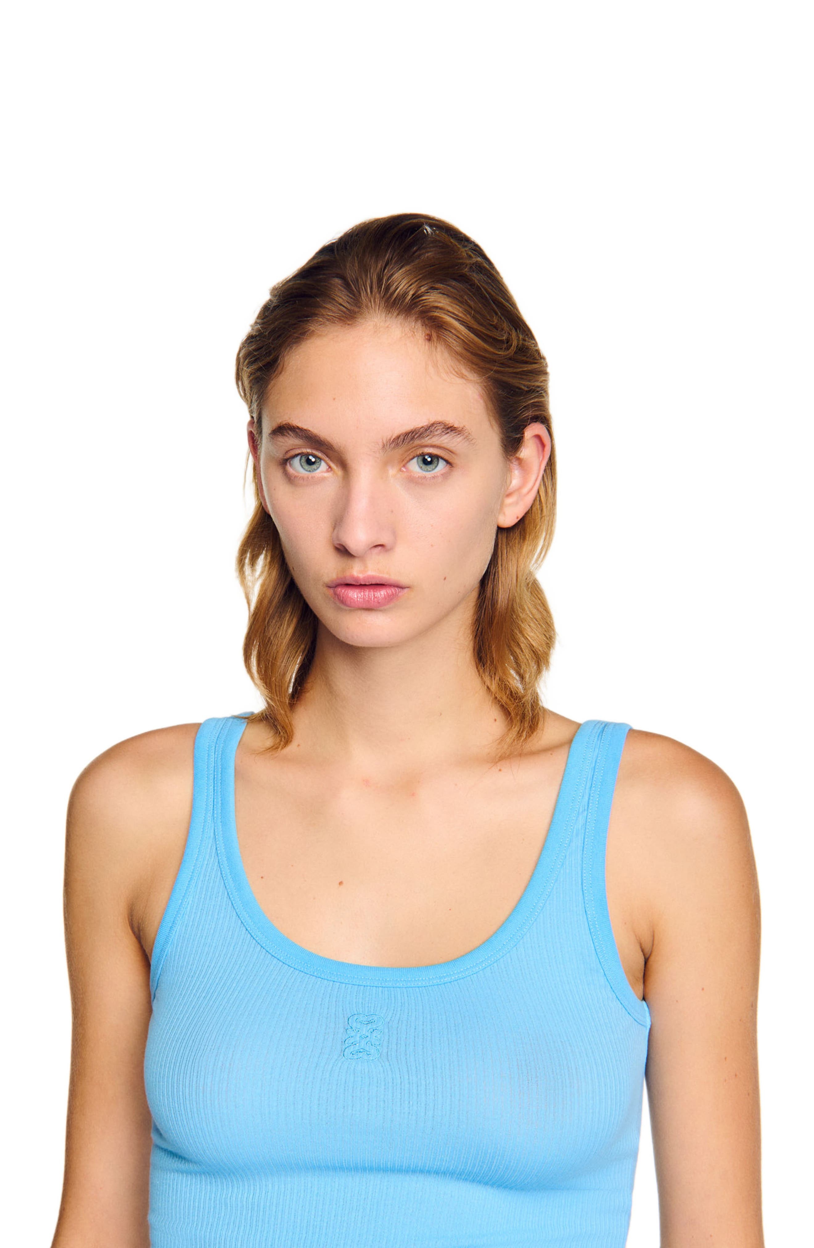 SANDRO Ribbed vest top in Blue at Nordstrom - 4