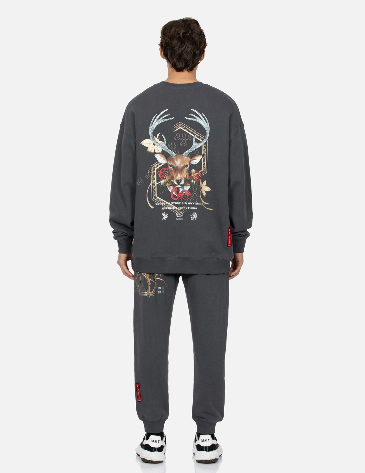 DEER AND CLOUD-PATTERN LOGO PRINT LOOSE FIT SWEATSHIRT - 5
