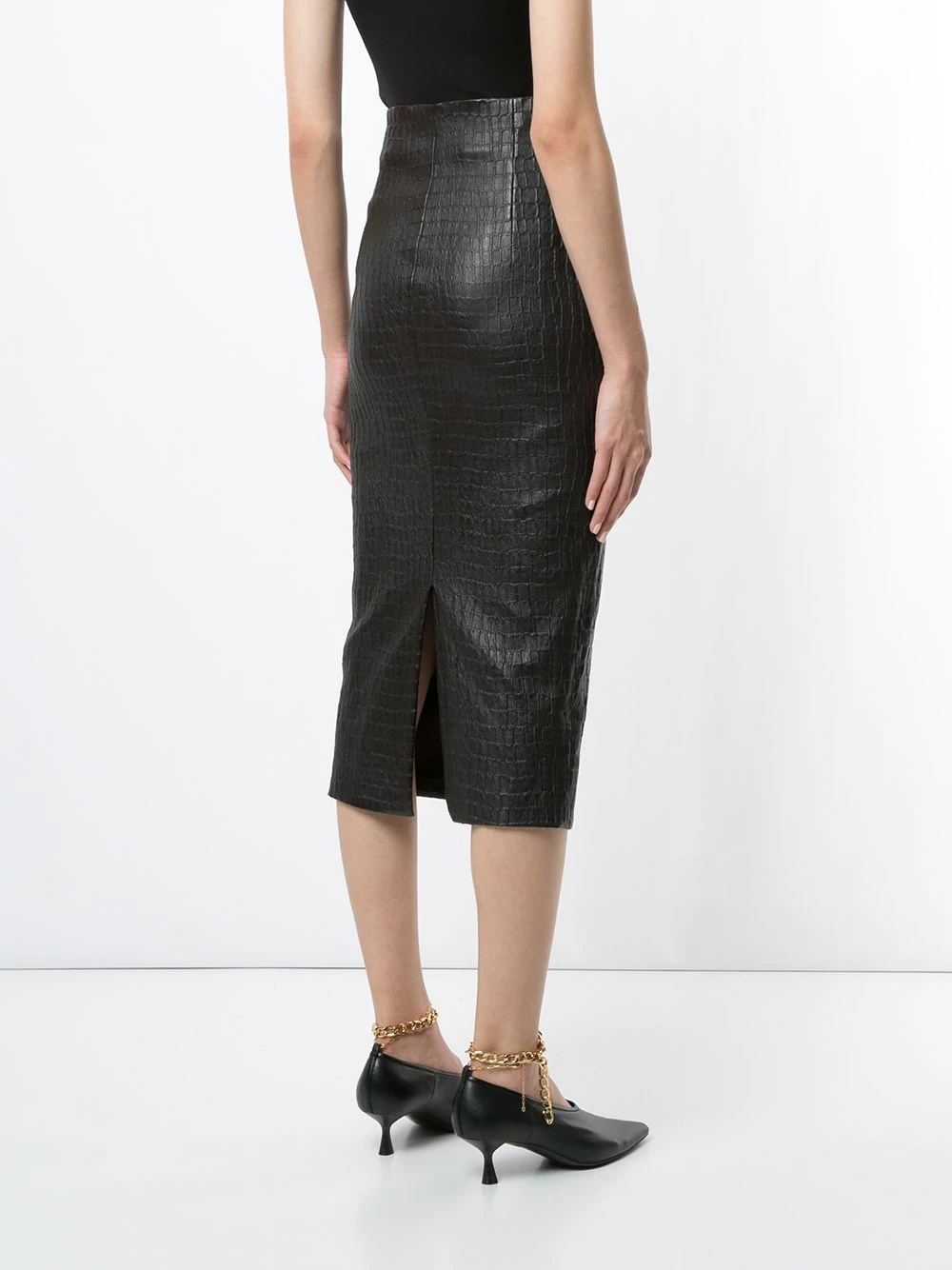 crocodile effect pencil skirt - 4