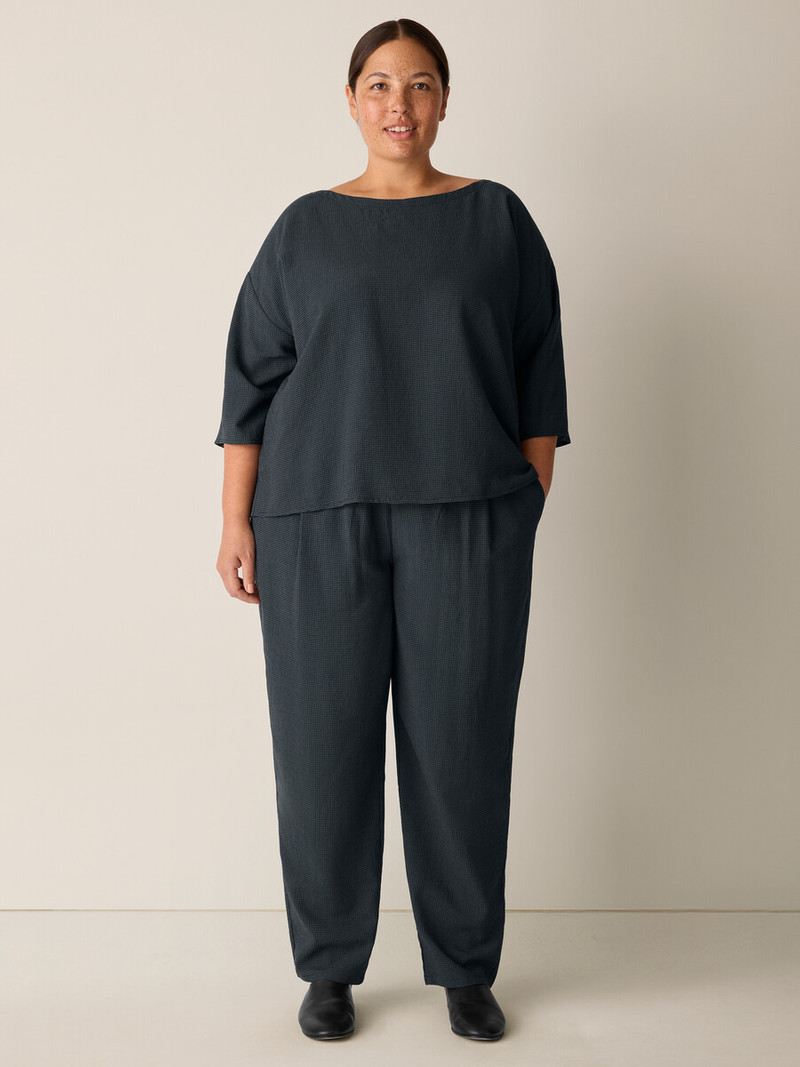 Mini Check Crepe Tapered Pant 6