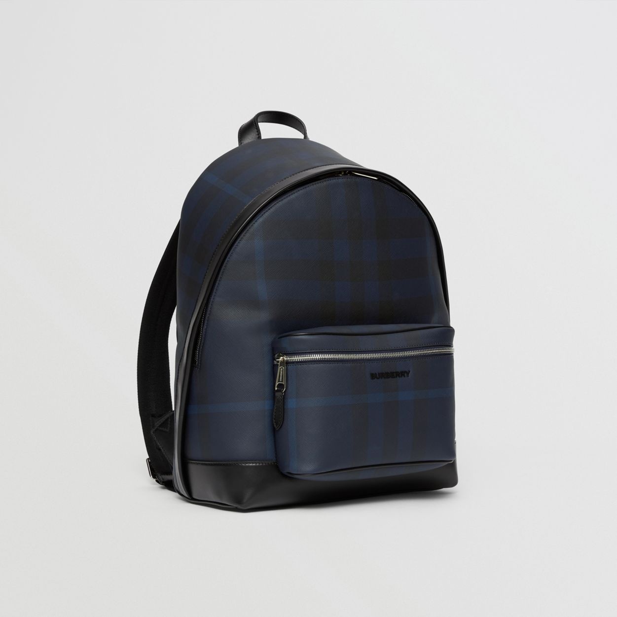 Exaggerated Check and Leather Backpack - 7