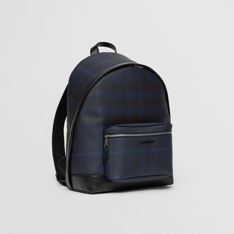 Exaggerated Check and Leather Backpack 7