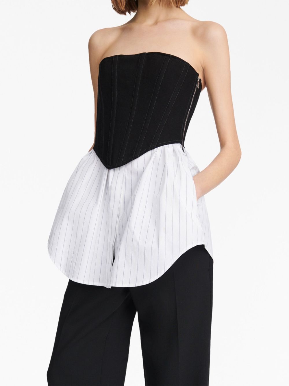 corset-panel striped minidress - 5
