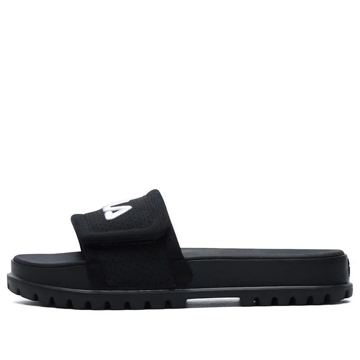 (WMNS) FILA Stylish Cozy Flat Heel Sports Slippers Black F12W124624FBK - 1
